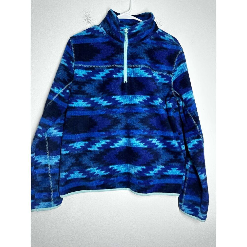 Aeropostale Women's Blue Camo Quarter-Zip Fleece Sweatshirt Size L